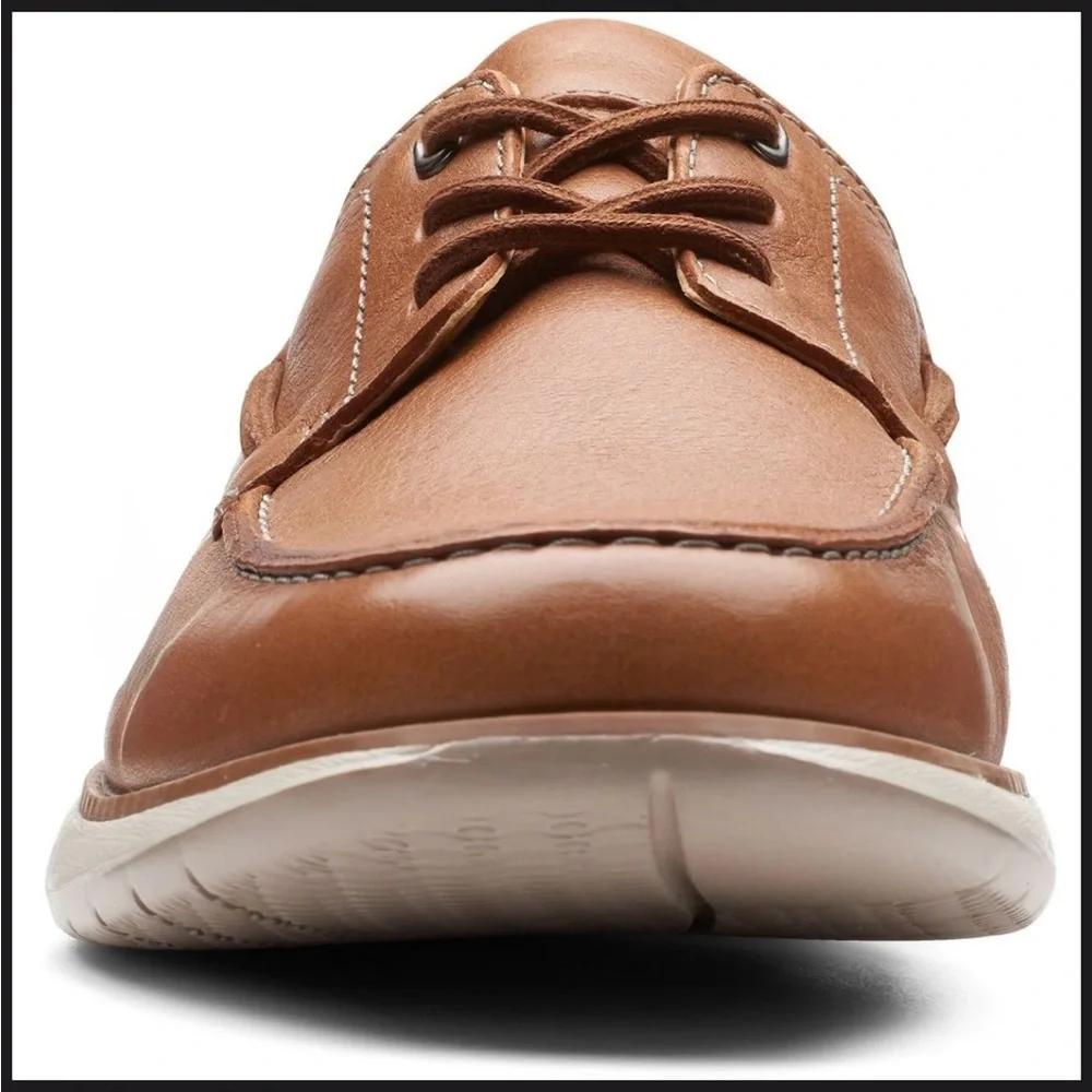 Clarks Mens Un Pilot Lace Up Tan Leather Shoes Very Gently Used Size 9.5